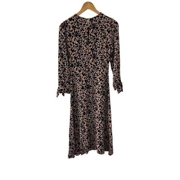 Reformation Port Leopard Print High Neck Midi Dress Black Brown Women's Size 2 - Picture 5 of 7